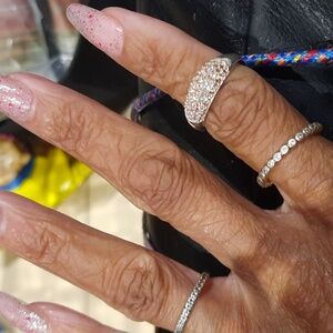 NWT AUTHENTIC GENUINE SOLID STERLING SILVER CZ CHAMPAGNE DIAMOND BAND RING 7